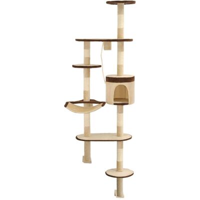 Albero per Gatti Beige e Marrone da Parete - 194cm Albero per Gatti Beige e Marrone da Parete - 194cm