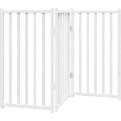 HELLOSHOP26 Cancelletto Di Sicurezza Pieghevole A 3 Pannelli Per Cani 150 Cm In Legno Massello Di Abete Bianco 020023084 HELLOSHOP26 Cancelletto Di Sicurezza Pieghevole A 3 Pannelli Per Cani 150 Cm In Legno Massello Di Abete Bianco 020023084