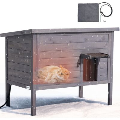 VEVOR Cuccia Riscaldata Per Gatti, Rifugio Isolato Impermeabile In Legno Da Esterno, Con Cuscinetto Riscaldante, Porta A Battente E Tetto Apribile In Asfalto Per 1-3 Gatti, 87 X 53,5 X 69 Cm VEVOR Cuccia Riscaldata Per Gatti, Rifugio Isolato Impermeabile In Legno Da Esterno, Con Cuscinetto Riscaldante, Porta A Battente E Tetto Apribile In Asfalto Per 1-3 Gatti, 87 X 53,5 X 69 Cm