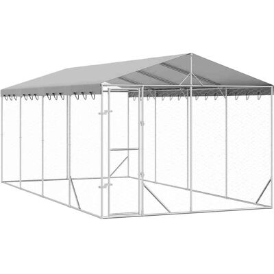 MAISON EXCLUSIVE - Cuccia Cani Da Esterno Tetto Argento 3x6x2,5 M Acciaio Zincato MAISON EXCLUSIVE - Cuccia Cani Da Esterno Tetto Argento 3x6x2,5 M Acciaio Zincato