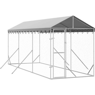 MAISON EXCLUSIVE - Cuccia Cani Da Esterno Tetto Argento 2x6x2,5 M Acciaio Zincato MAISON EXCLUSIVE - Cuccia Cani Da Esterno Tetto Argento 2x6x2,5 M Acciaio Zincato