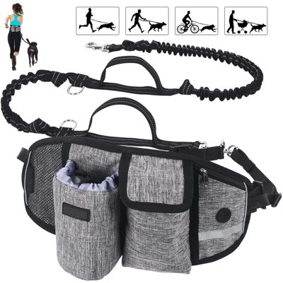 Zone Guinzaglio Per Cani A Mani Libere Fino A 110 Kg, Ammortizzante, Comodo, Cuciture Riflettenti, Ideale Per Correre, Fare Jogging E Camminare (grigio + Guinzaglio) Zone Guinzaglio Per Cani A Mani Libere Fino A 110 Kg, Ammortizzante, Comodo, Cuciture Riflettenti, Ideale Per Correre, Fare Jogging E Camminare (grigio + Guinzaglio)