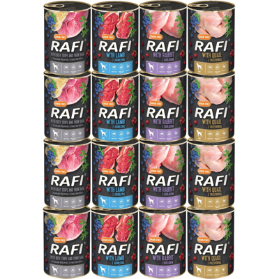 OEM Dolina Noteci Rafi Mix Di Gusti Moka Cibo Per Cani 16x400g OEM Dolina Noteci Rafi Mix Di Gusti Moka Cibo Per Cani 16x400g