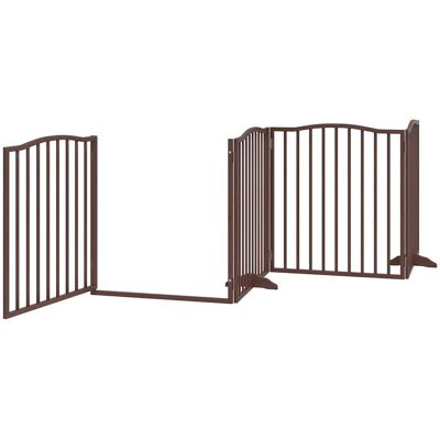 HELLOSHOP26 Cancelletto Di Sicurezza Per Cani Con Porta Pieghevole 6 Pannelli Legno Di Pioppo Marrone 020023016 HELLOSHOP26 Cancelletto Di Sicurezza Per Cani Con Porta Pieghevole 6 Pannelli Legno Di Pioppo Marrone 020023016
