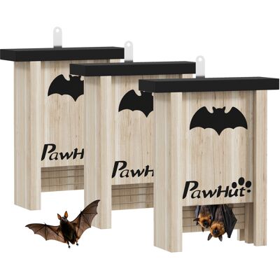 TREETALK Set Di Tre Casette/nidi Artificiali Per Pipistrelli Con Gancio, 18 X 6 X 22,5 Cm, In Legno Naturale. TREETALK Set Di Tre Casette/nidi Artificiali Per Pipistrelli Con Gancio, 18 X 6 X 22,5 Cm, In Legno Naturale.