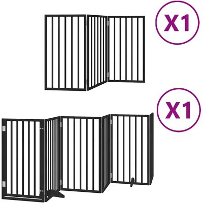 MAISON EXCLUSIVE - Cancello Per Cani Porta Pieghevole Nero 9 Pannelli 450cm Pioppo MAISON EXCLUSIVE - Cancello Per Cani Porta Pieghevole Nero 9 Pannelli 450cm Pioppo