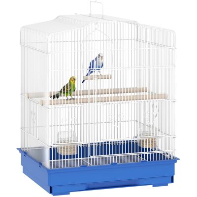 IROVAMI Gabbia Uccelli Acciaio, Voliera Con 2 Mangiatoie, 2 Trespoli, Altalena, Vassoio Rimovibile, Maniglia, 46,5x36x59 Cm, Blu IROVAMI Gabbia Uccelli Acciaio, Voliera Con 2 Mangiatoie, 2 Trespoli, Altalena, Vassoio Rimovibile, Maniglia, 46,5x36x59 Cm, Blu