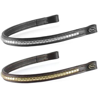 Supreme Cob, Marrone: Frontalino In Cuoio Per Testiera Inglese Con Fila Di Clincher Supreme Cob, Marrone: Frontalino In Cuoio Per Testiera Inglese Con Fila Di Clincher