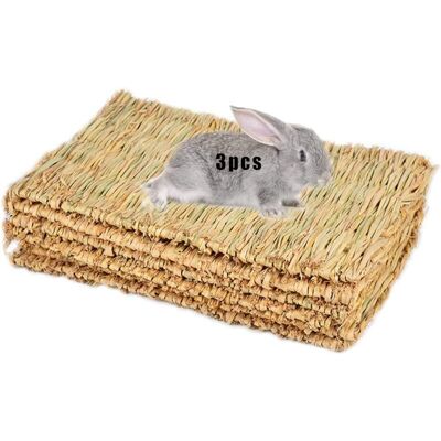 BASETBL Tappetino In Erba Naturale Intrecciata A Mano, Composto Da 3 Pezzi, Ideale Per Conigli, Piccoli Animali, Per Giocare E Riposare In Gabbia, Porcellini D'India, Criceti E Cincillà. BASETBL Tappetino In Erba Naturale Intrecciata A Mano, Composto Da 3 Pezzi, Ideale Per Conigli, Piccoli Animali, Per Giocare E Riposare In Gabbia, Porcellini D'India, Criceti E Cincillà.