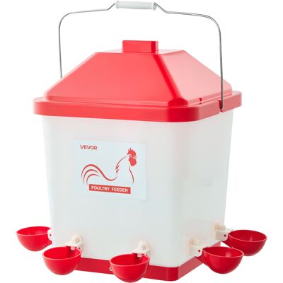VEVOR Abbeveratoio Automatico Per Polli Da 19 L, 6 Porte Per Lacqua, Tazza Per Lacqua A Riempimento, Con Maniglia E Anello Di Gomma Sigillato, Materiale Pp Impermeabile, Design Senza Sprechi VEVOR Abbeveratoio Automatico Per Polli Da 19 L, 6 Porte Per Lacqua, Tazza Per Lacqua A Riempimento, Con Maniglia E Anello Di Gomma Sigillato, Materiale Pp Impermeabile, Design Senza Sprechi