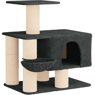 VIDAXL Albero Per Gatti Con Pali Per Graffiare In Sisal Grigio Scuro VIDAXL Albero Per Gatti Con Pali Per Graffiare In Sisal Grigio Scuro