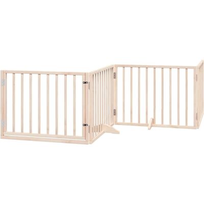 HELLOSHOP26 Cancelletto Di Sicurezza Per Cani Con Porta In Legno Di Pioppo Marrone A 4 Pannelli 020023303 HELLOSHOP26 Cancelletto Di Sicurezza Per Cani Con Porta In Legno Di Pioppo Marrone A 4 Pannelli 020023303
