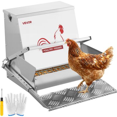 VEVOR Mangiatoia Automatica Per Polli, Capacita Di 18,14 Kg, Mangiatoia Per Pollame A Pedale Antipioggia Con Coperchio Bloccabile, Senza Sprechi, Struttura In Acciaio Zincato, Per Galline Nane VEVOR Mangiatoia Automatica Per Polli, Capacita Di 18,14 Kg, Mangiatoia Per Pollame A Pedale Antipioggia Con Coperchio Bloccabile, Senza Sprechi, Struttura In Acciaio Zincato, Per Galline Nane