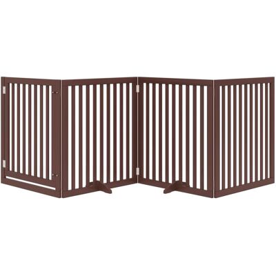 HELLOSHOP26 Cancelletto Di Sicurezza Per Cani Con Porta In Legno Di Pioppo Marrone A 4 Pannelli 020023302 HELLOSHOP26 Cancelletto Di Sicurezza Per Cani Con Porta In Legno Di Pioppo Marrone A 4 Pannelli 020023302