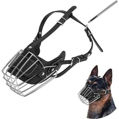 SANS MARQUE (nero) Museruola In Metallo Per Cani, Traspirante, Con Guinzaglio In Pelle Per Cani Di Taglia Grande, Taglia L SANS MARQUE (nero) Museruola In Metallo Per Cani, Traspirante, Con Guinzaglio In Pelle Per Cani Di Taglia Grande, Taglia L