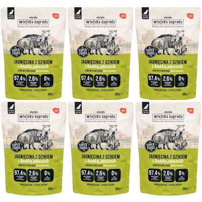 OEM Wiejska Zagroda Cibo Umido Per Cani Agnello Con Cinghiale 6x500g OEM Wiejska Zagroda Cibo Umido Per Cani Agnello Con Cinghiale 6x500g