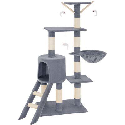 Helloshop26 Albero per Gatti - 142cm Grigio Multi-Piattaforme Helloshop26 Albero per Gatti - 142cm Grigio Multi-Piattaforme