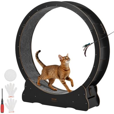 VEVOR Ruota Per Esercizi Per Gatti, Ruota Per Correre In Legno Da 132 Cm Per Gattini Da Interno Fino A 12,7 Kg, Con Pista In Moquette E Meccanismo Di Bloccaggio, Per Animali Domestici, Fitness Nero VEVOR Ruota Per Esercizi Per Gatti, Ruota Per Correre In Legno Da 132 Cm Per Gattini Da Interno Fino A 12,7 Kg, Con Pista In Moquette E Meccanismo Di Bloccaggio, Per Animali Domestici, Fitness Nero