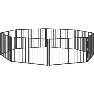 VIDAXL Cancello Per Cani 8 Pcs Nero 100 X 60 Cm Acciaio Zincato VIDAXL Cancello Per Cani 8 Pcs Nero 100 X 60 Cm Acciaio Zincato