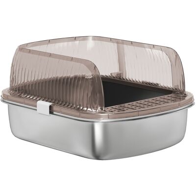 PawHut Lettiera Per Gatti Extra Large Con Vassoio E Paletta, Grigio Carbone PawHut Lettiera Per Gatti Extra Large Con Vassoio E Paletta, Grigio Carbone