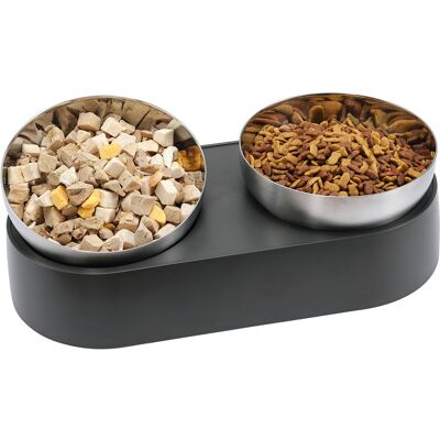 COOCHEER Ciotola Rialzata Per Cibo E Alimentazione In Acciaio Inox, Antiscivolo E Antispruzzo, Adatta A Gatti E Cuccioli Ciotola Doppia 32 Cm X 15,5 Cm COOCHEER Ciotola Rialzata Per Cibo E Alimentazione In Acciaio Inox, Antiscivolo E Antispruzzo, Adatta A Gatti E Cuccioli Ciotola Doppia 32 Cm X 15,5 Cm