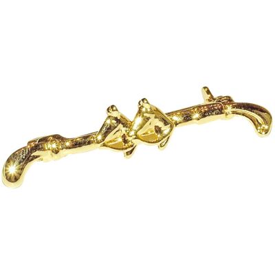 SARTORE Spilla Plastron Con Testa Di Cavallo Con Finiura Dorata SARTORE Spilla Plastron Con Testa Di Cavallo Con Finiura Dorata