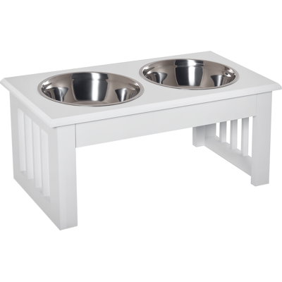 TORMATOR Ciotole Rialzate Per Cani, Ciotole Doppie Per Cani/gatti, Supporto Rialzato Per Ciotole, Dimensioni 44l X 24w X 15h Cm, 2 Ciotole In Acciaio Inox Da 0,9l Incluse, Legno Bianco TORMATOR Ciotole Rialzate Per Cani, Ciotole Doppie Per Cani/gatti, Supporto Rialzato Per Ciotole, Dimensioni 44l X 24w X 15h Cm, 2 Ciotole In Acciaio Inox Da 0,9l Incluse, Legno Bianco