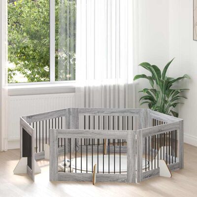VIDAXL Cancello Per Cani Con Supporti 6 Pcs Grigio Sonoma 100 X VIDAXL Cancello Per Cani Con Supporti 6 Pcs Grigio Sonoma 100 X