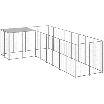 MAISON EXCLUSIVE - Gabbia Per Cani Argento 6,05 M² In Acciaio MAISON EXCLUSIVE - Gabbia Per Cani Argento 6,05 M² In Acciaio