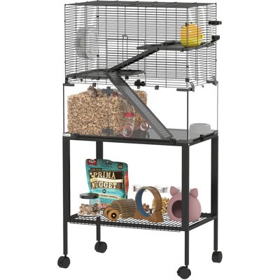 IROVAMI Gabbia Per Criceti, Recinto Per Piccoli Animali A 3 Livelli, Ruota Per Correre, Casetta, Piattaforme, Rampe, Ciotola Per Il Cibo, Beverino, Accessori, Acciaio, Plastica, Nero IROVAMI Gabbia Per Criceti, Recinto Per Piccoli Animali A 3 Livelli, Ruota Per Correre, Casetta, Piattaforme, Rampe, Ciotola Per Il Cibo, Beverino, Accessori, Acciaio, Plastica, Nero