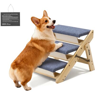 VEVOR Scale Per Animali Domestici In Legno Con 3 Gradini Per Letti Alti, Divani E Auto, Capacita Di Carico Di 68 Kg, Design Piatto, Scaletta Stabile Per Cani E Gatti Di Piccola, Media Taglia VEVOR Scale Per Animali Domestici In Legno Con 3 Gradini Per Letti Alti, Divani E Auto, Capacita Di Carico Di 68 Kg, Design Piatto, Scaletta Stabile Per Cani E Gatti Di Piccola, Media Taglia