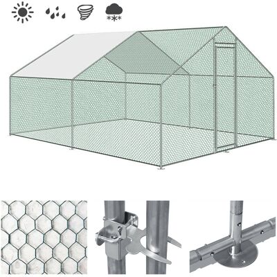 RANDACO Pollaio Recinto Esterno Voliera Gabbia Per Animali Con Serratura Struttura In Acciaio Zincato Pollaio Canile (3 X 8 X 2 M) RANDACO Pollaio Recinto Esterno Voliera Gabbia Per Animali Con Serratura Struttura In Acciaio Zincato Pollaio Canile (3 X 8 X 2 M)