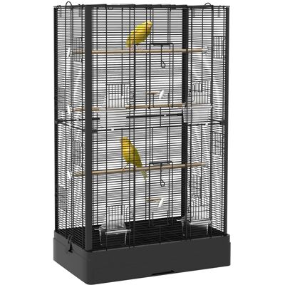 IROVAMI Gabbia Voliera Uccelli Nera Con Porte E Trespoli, Per Canarini, Parrocchetti, Pappagalli, 61x36,5x98 Cm IROVAMI Gabbia Voliera Uccelli Nera Con Porte E Trespoli, Per Canarini, Parrocchetti, Pappagalli, 61x36,5x98 Cm