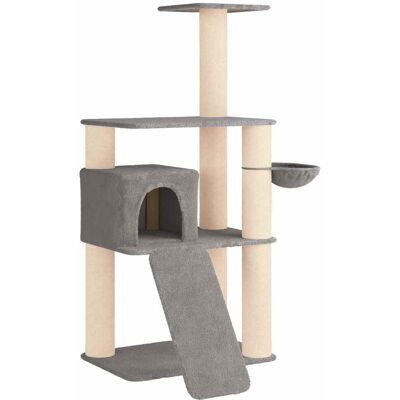 VIDAXL Albero Per Gatti Con Pali Per Graffiare In Sisal Grigio Chiaro VIDAXL Albero Per Gatti Con Pali Per Graffiare In Sisal Grigio Chiaro