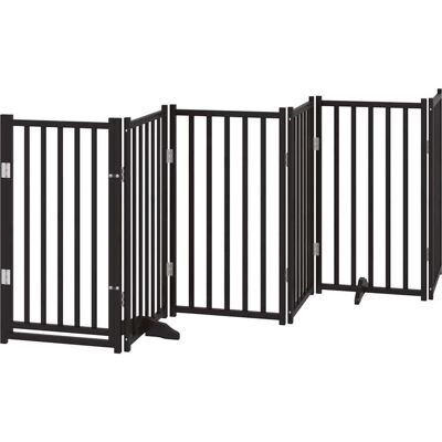 HELLOSHOP26 Cancelletto Di Sicurezza Per Cani E Animali Domestici Con Porta A 6 Pannelli In Legno Massello Di Abete Nero 020023331 HELLOSHOP26 Cancelletto Di Sicurezza Per Cani E Animali Domestici Con Porta A 6 Pannelli In Legno Massello Di Abete Nero 020023331