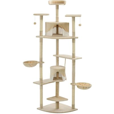 HELLOSHOP26 Albero per gatti beige e bianco 203cm HELLOSHOP26 Albero per gatti beige e bianco 203cm