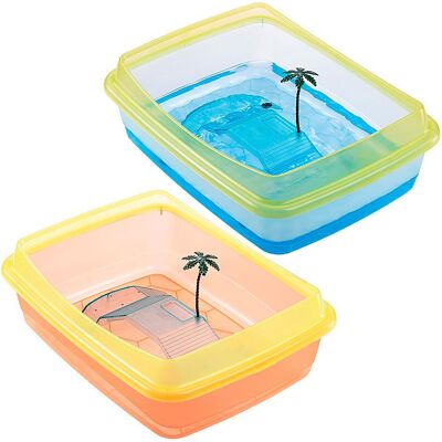 FERPLAST Tortugas Vaschetta Per Piccole Tartarughe In Plastica Colorata. Variante Tortugas - Misure: 47 X 36 X H 15.5 Cm - Colori Misti FERPLAST Tortugas Vaschetta Per Piccole Tartarughe In Plastica Colorata. Variante Tortugas - Misure: 47 X 36 X H 15.5 Cm - Colori Misti