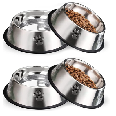OEM Set Di 4 Ciotole Antiscivolo In Acciaio Inox Per Cibo E Acqua, Adatte A Cani E Gatti. OEM Set Di 4 Ciotole Antiscivolo In Acciaio Inox Per Cibo E Acqua, Adatte A Cani E Gatti.