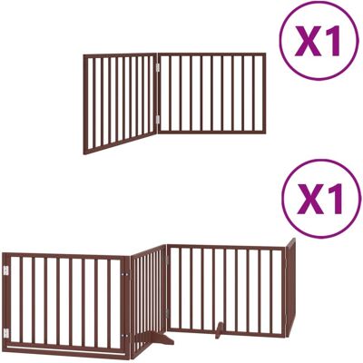 HELLOSHOP26 Cancelletto Di Sicurezza Per Cani Con Porta Pieghevole 6 Pannelli Legno Di Pioppo Marrone 020023022 HELLOSHOP26 Cancelletto Di Sicurezza Per Cani Con Porta Pieghevole 6 Pannelli Legno Di Pioppo Marrone 020023022