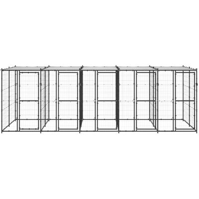 MAISON EXCLUSIVE - Gabbia Per Cani Da Esterno In Acciaio Con Tetto 12,1 M² MAISON EXCLUSIVE - Gabbia Per Cani Da Esterno In Acciaio Con Tetto 12,1 M²