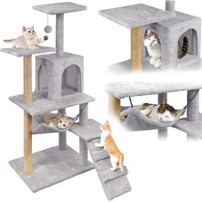 OEM Tiragraffi Per Gatti, Casetta Con Giocattolo, Alto, 6 Livelli, Letto, Comfort Line Grigio Chiaro OEM Tiragraffi Per Gatti, Casetta Con Giocattolo, Alto, 6 Livelli, Letto, Comfort Line Grigio Chiaro