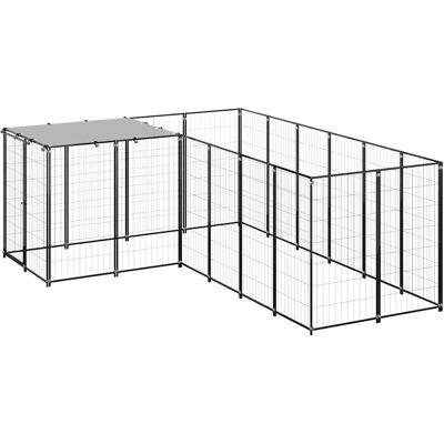 MAISON EXCLUSIVE - Gabbia Per Cani Nera 4,84 M² In Acciaio MAISON EXCLUSIVE - Gabbia Per Cani Nera 4,84 M² In Acciaio