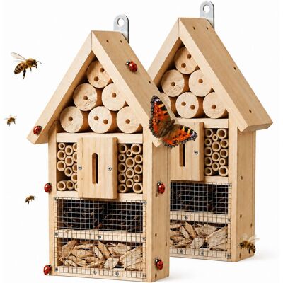 RELAXDAYS Hotel Insetti, Kit, Set 2 Pz, Legno, Hxlxp: 30,5 X 17,5 X 6 Cm, Da Appendere, Casetta Per Api, Naturale RELAXDAYS Hotel Insetti, Kit, Set 2 Pz, Legno, Hxlxp: 30,5 X 17,5 X 6 Cm, Da Appendere, Casetta Per Api, Naturale
