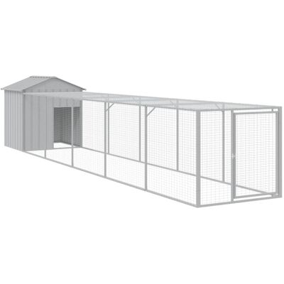 MAISON EXCLUSIVE - Pollaio Area Corsa Grigio Chiaro 117x609x123 Cm Acciaio Zincato MAISON EXCLUSIVE - Pollaio Area Corsa Grigio Chiaro 117x609x123 Cm Acciaio Zincato