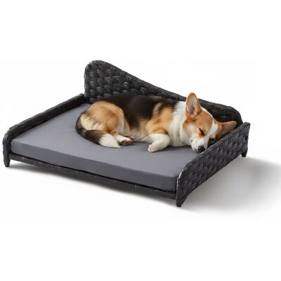 RELAXDAYS Divano-cuccia In Rattan, L, Hlp: 25x63x46 Cm, Rialzato Con Cuscino, Per Interno RELAXDAYS Divano-cuccia In Rattan, L, Hlp: 25x63x46 Cm, Rialzato Con Cuscino, Per Interno