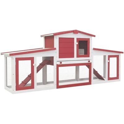 MAISON EXCLUSIVE - Conigliera Per Esterni Grande Rossa E Bianca 201x45x85cm Legno MAISON EXCLUSIVE - Conigliera Per Esterni Grande Rossa E Bianca 201x45x85cm Legno
