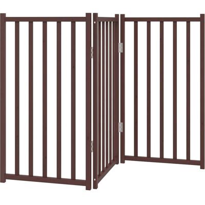 HELLOSHOP26 Cancelletto Di Sicurezza Pieghevole A 3 Pannelli Per Cani 150 Cm In Legno Massello Di Abete Marrone 020023080 HELLOSHOP26 Cancelletto Di Sicurezza Pieghevole A 3 Pannelli Per Cani 150 Cm In Legno Massello Di Abete Marrone 020023080
