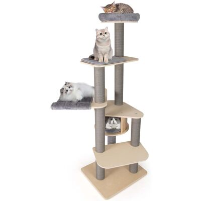 NORTHIX Torre Per Gatti Multilivello Da 197 Cm Con Amaca, Grigia NORTHIX Torre Per Gatti Multilivello Da 197 Cm Con Amaca, Grigia