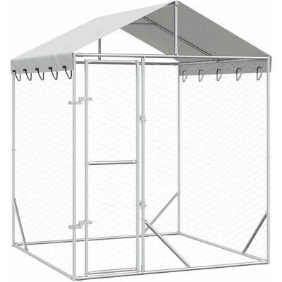MAISON EXCLUSIVE - Cuccia Cani Da Esterno Tetto Argento 2x2x2,5 M Acciaio Zincato MAISON EXCLUSIVE - Cuccia Cani Da Esterno Tetto Argento 2x2x2,5 M Acciaio Zincato