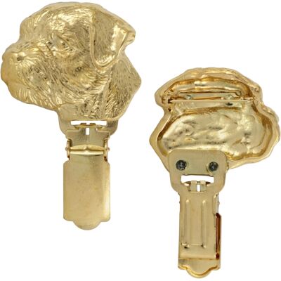 OEM Border Terrier - Spilla Con Clip, Porta Numero Di Partenza Placcato Oro, Regalo Per Una Mostra Canina Di Art-dog OEM Border Terrier - Spilla Con Clip, Porta Numero Di Partenza Placcato Oro, Regalo Per Una Mostra Canina Di Art-dog